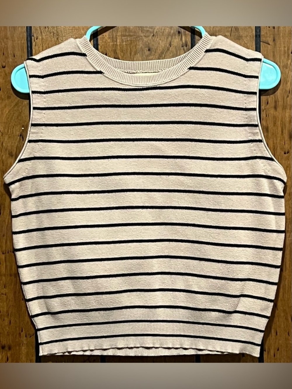 Limited america Size M Beige and Black Striped Sleeveless Knit Top